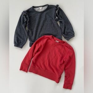 J.Crew Crewcuts Girls French Terry Ruffle Sweatshirts LOT OF TWO Size XS, 4/5